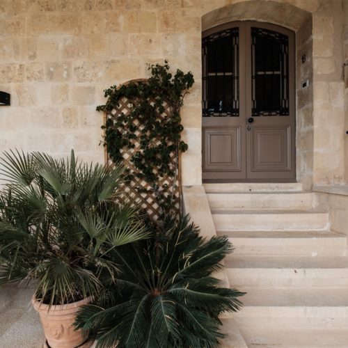 The entrance to the Deluxe Room with Panoramic Porch in the renovated seventeenth century palazzo in Mdina housing The Xara Palace Luxury Boutique Hotel in Mdina, Malta