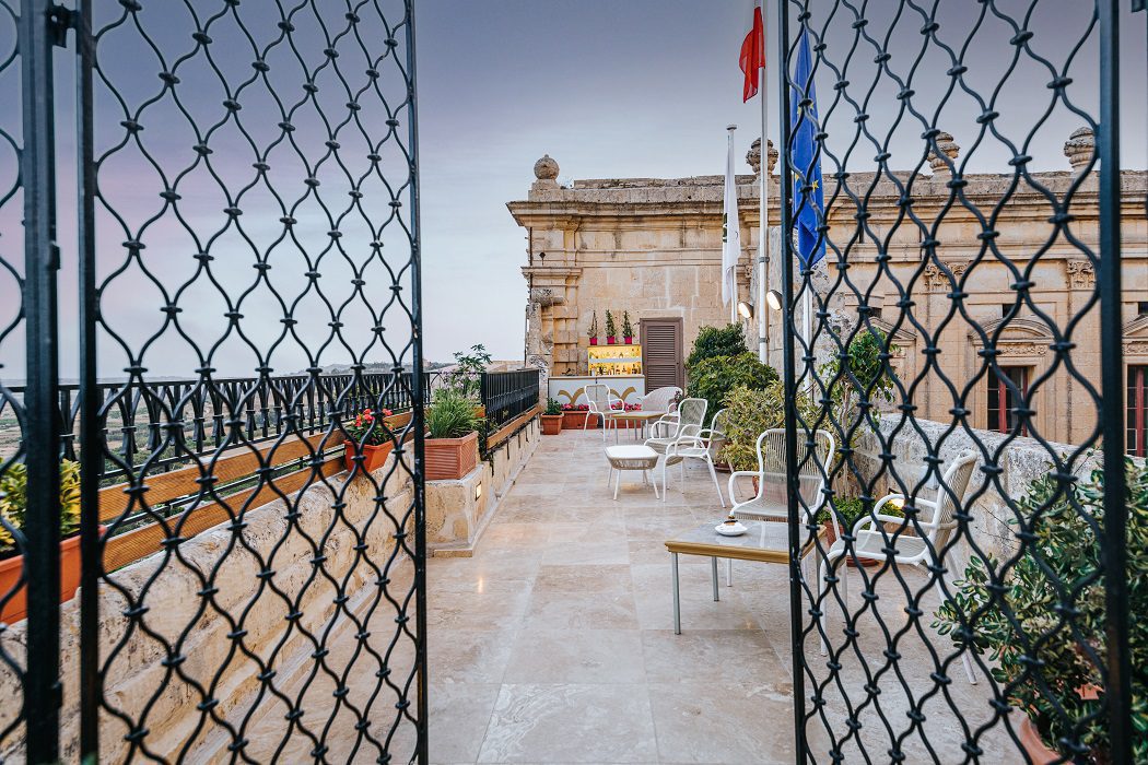The Lower Terrace of the de Mondion Restaurant at The Xara Palace in Mdina, Malta